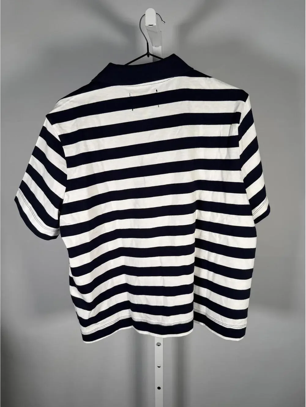 NWT Piombo White Blue Striped Polo Shirt Women's Size Large - Picture 5 of 10